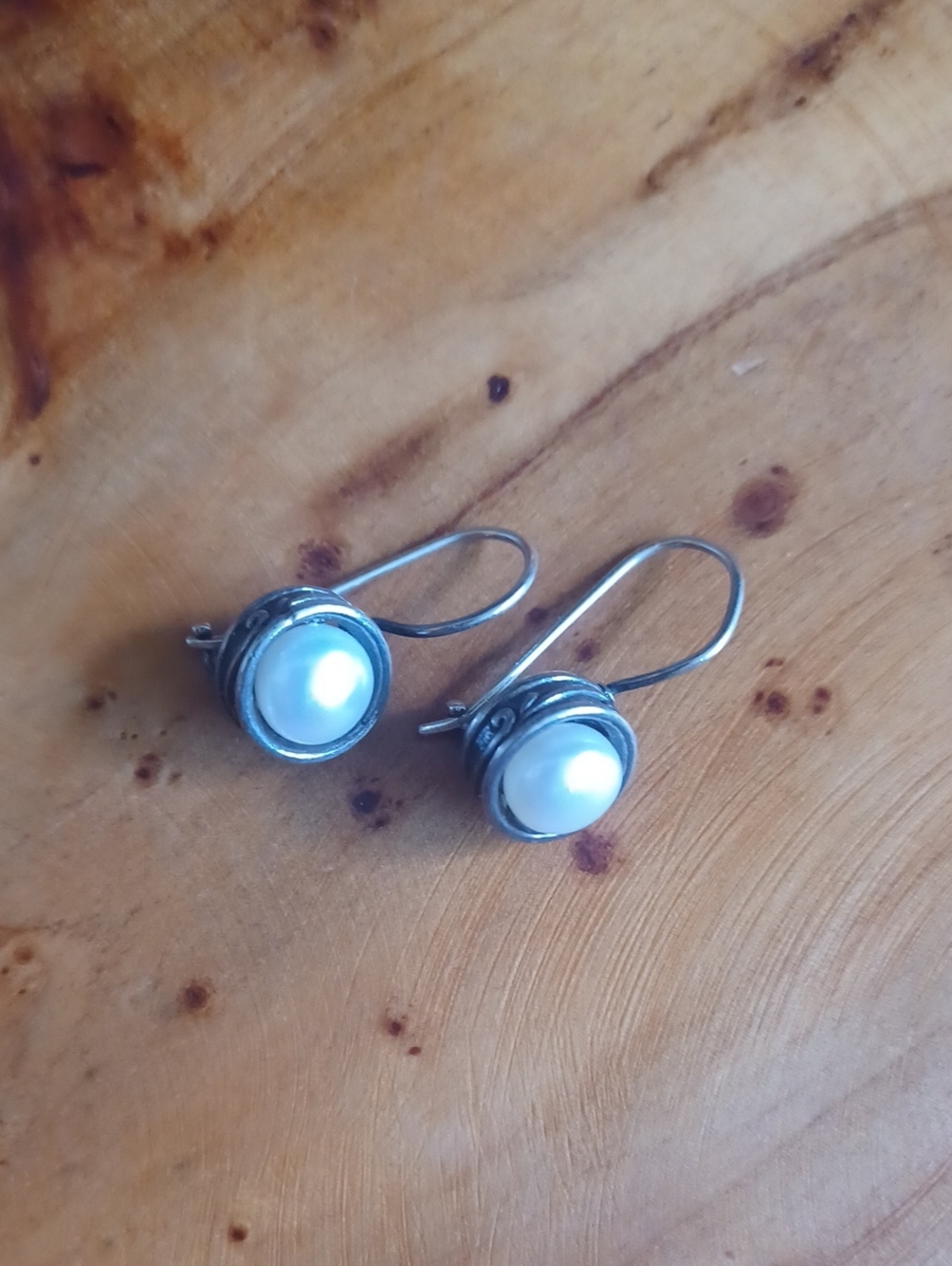 Vintage Signed PZ Israel 925 Sterling Silver Filigree Moonstone Drop Earrings